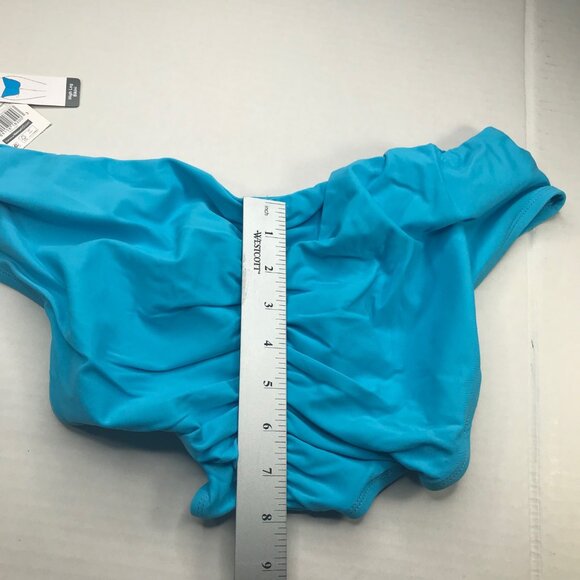 Time And Tru Women's Size 1X High Leg Shirred Back Cheeky Swim Bottom Aqua New - Picture 9 of 9